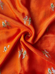 Pure Jute Crush Parrot Buttis with Lace Border Saree