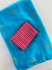 Pure Jute Crush Parrot Buttis with Lace Border Saree