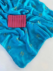 Pure Jute Crush Parrot Buttis with Lace Border Saree