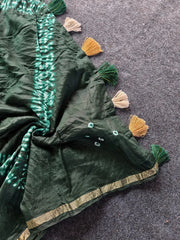 Pure Cotton Hand Dyed Bandhej Sibori Saree