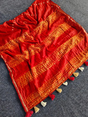 Pure Cotton Hand Dyed Bandhej Sibori Saree