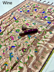 All Over Jaal Weaving Brocket Paithani Soft Silk Saree