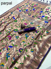 All Over Jaal Weaving Brocket Paithani Soft Silk Saree