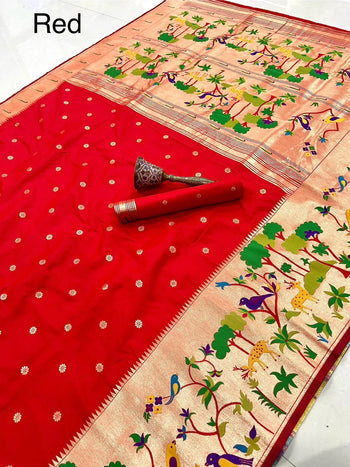 Forest Meena Zari Pallu Paithani Saree