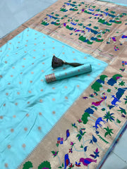 Forest Meena Zari Pallu Paithani Saree