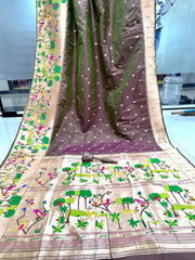 Forest Meena Zari Pallu Paithani Saree