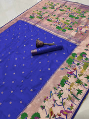Forest Meena Zari Pallu Paithani Saree