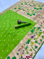 Forest Meena Zari Pallu Paithani Saree