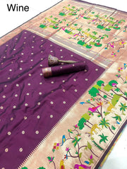 Forest Meena Zari Pallu Paithani Saree