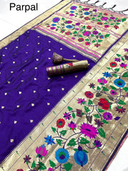 Multicolor Floral Meena Zari Pallu Paithani Saree