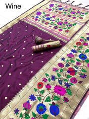 Multicolor Floral Meena Zari Pallu Paithani Saree