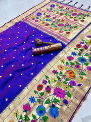 Multicolor Floral Meena Zari Pallu Paithani Saree