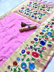 Multicolor Floral Meena Zari Pallu Paithani Saree