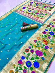 Multicolor Floral Meena Zari Pallu Paithani Saree