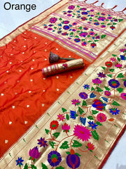 Multicolor Floral Meena Zari Pallu Paithani Saree