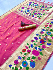 Multicolor Floral Meena Zari Pallu Paithani Saree