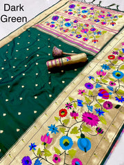 Multicolor Floral Meena Zari Pallu Paithani Saree