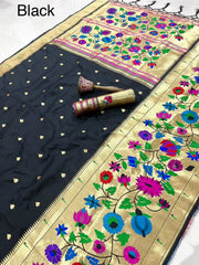 Multicolor Floral Meena Zari Pallu Paithani Saree