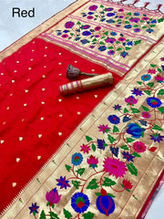 Multicolor Floral Meena Zari Pallu Paithani Saree