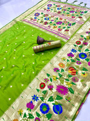 Multicolor Floral Meena Zari Pallu Paithani Saree