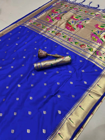 Floral Meena Zari Pallu Paithani Silk Saree