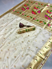 Floral Meena Zari Pallu Paithani Silk Saree