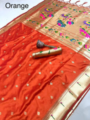 Floral Meena Zari Pallu Paithani Silk Saree