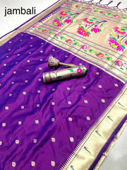 Floral Meena Zari Pallu Paithani Silk Saree