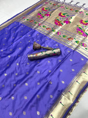 Floral Meena Zari Pallu Paithani Silk Saree