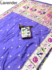 Pure Soft Swan & Lotus Paithani Silk Saree