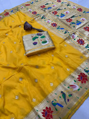 Pure Soft Swan & Lotus Paithani Silk Saree