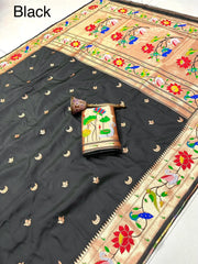 Pure Soft Swan & Lotus Paithani Silk Saree