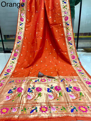 Pure Soft Swan & Lotus Paithani Silk Saree