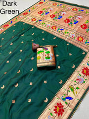 Pure Soft Swan & Lotus Paithani Silk Saree