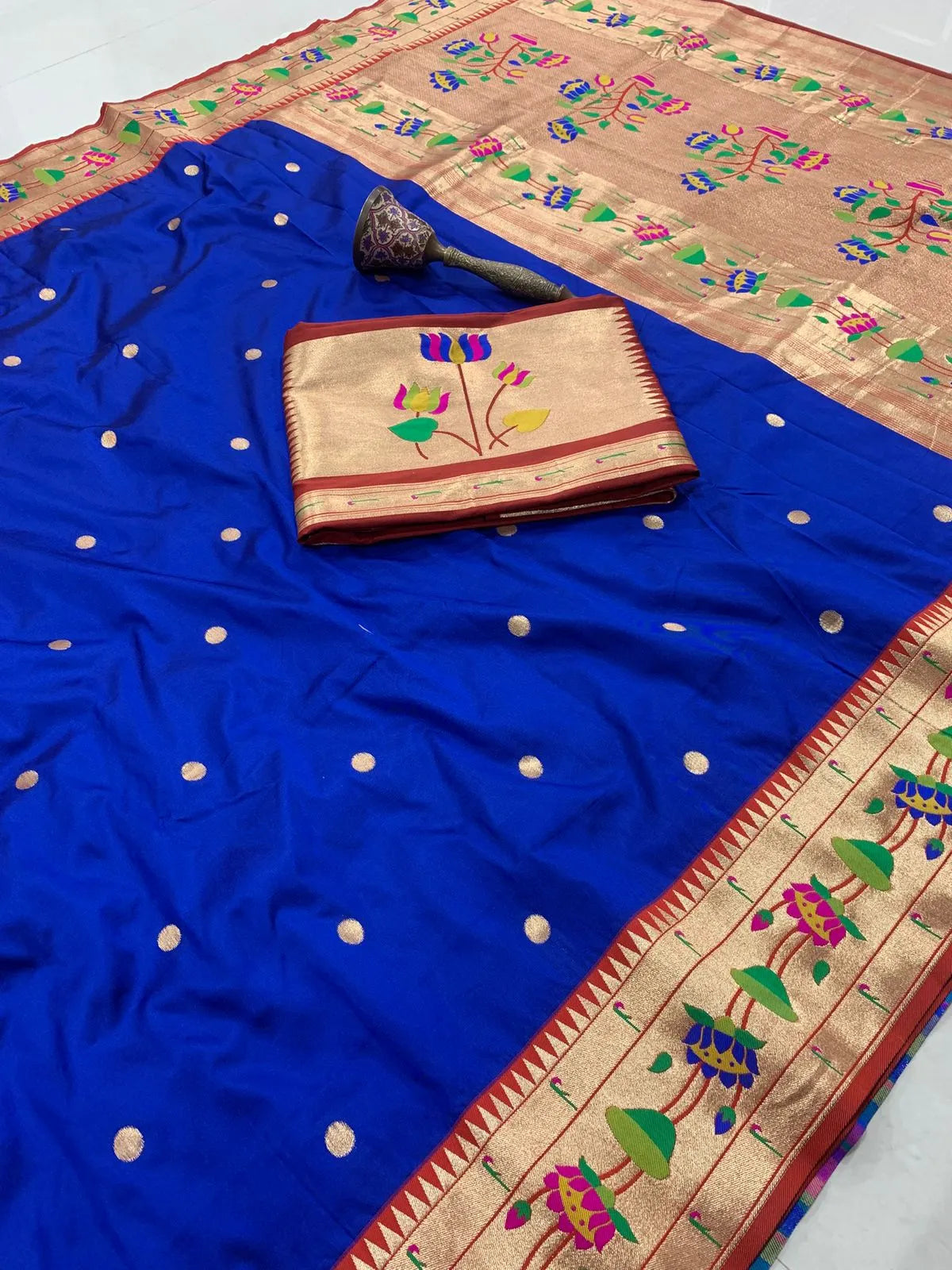 Pure Soft Silk Kanchivaram Lotus Paithani Saree