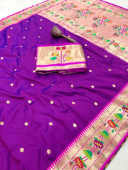 Pure Soft Silk Kanchivaram Lotus Paithani Saree