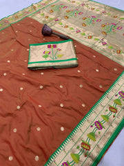 Pure Soft Silk Kanchivaram Lotus Paithani Saree