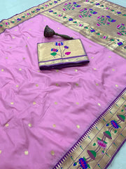 Pure Soft Silk Kanchivaram Lotus Paithani Saree