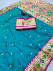 Pure Soft Silk Kanchivaram Lotus Paithani Saree