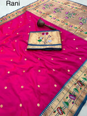 Pure Soft Silk Kanchivaram Lotus Paithani Saree