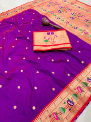 Pure Soft Silk Kanchivaram Lotus Paithani Saree