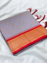 Paithani Silk Peacock Pallu & Gadwal Zari Border Saree