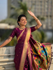 Maharashtra Best Seller Wedding Special Nauvari Paithani Soft Silk Saree