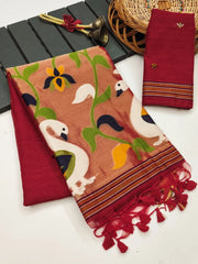 Premium Soft Pure Linen Silk Rajhans Saree