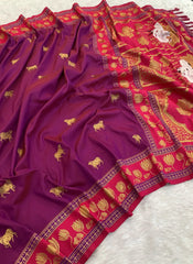 Soft Silk Paithani Nandi Motifs Saree