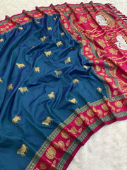 Soft Silk Paithani Nandi Motifs Saree