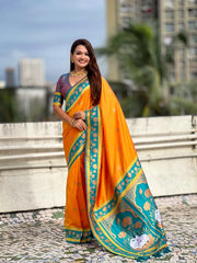 Soft Silk Paithani Nandi Motifs Saree