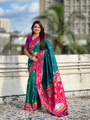 Soft Silk Paithani Nandi Motifs Saree