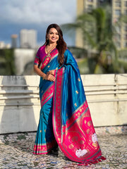 Soft Silk Paithani Nandi Motifs Saree