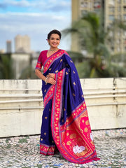 Soft Silk Paithani Nandi Motifs Saree